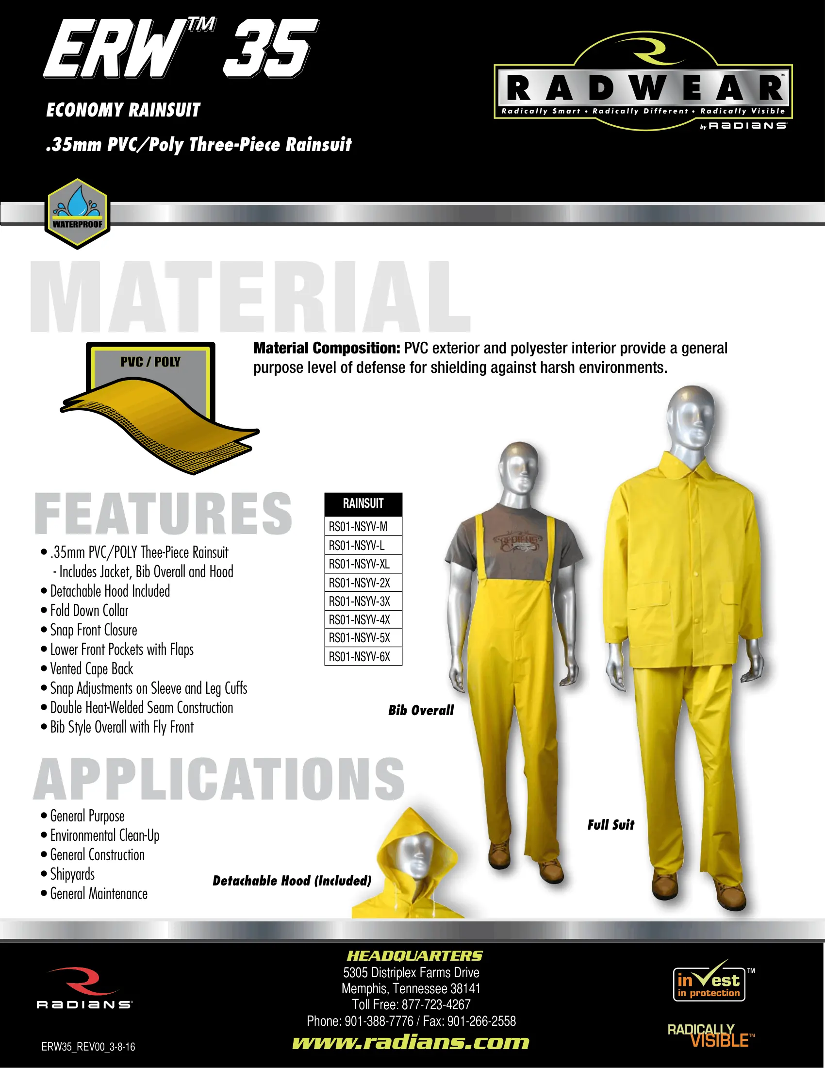 Radians ERW™ 35 Economy Rainsuit
