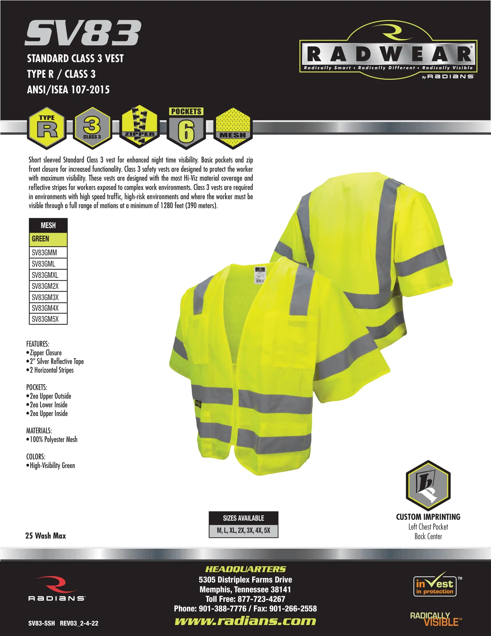 Radians SV83 Standard Type R Class 3 Vest