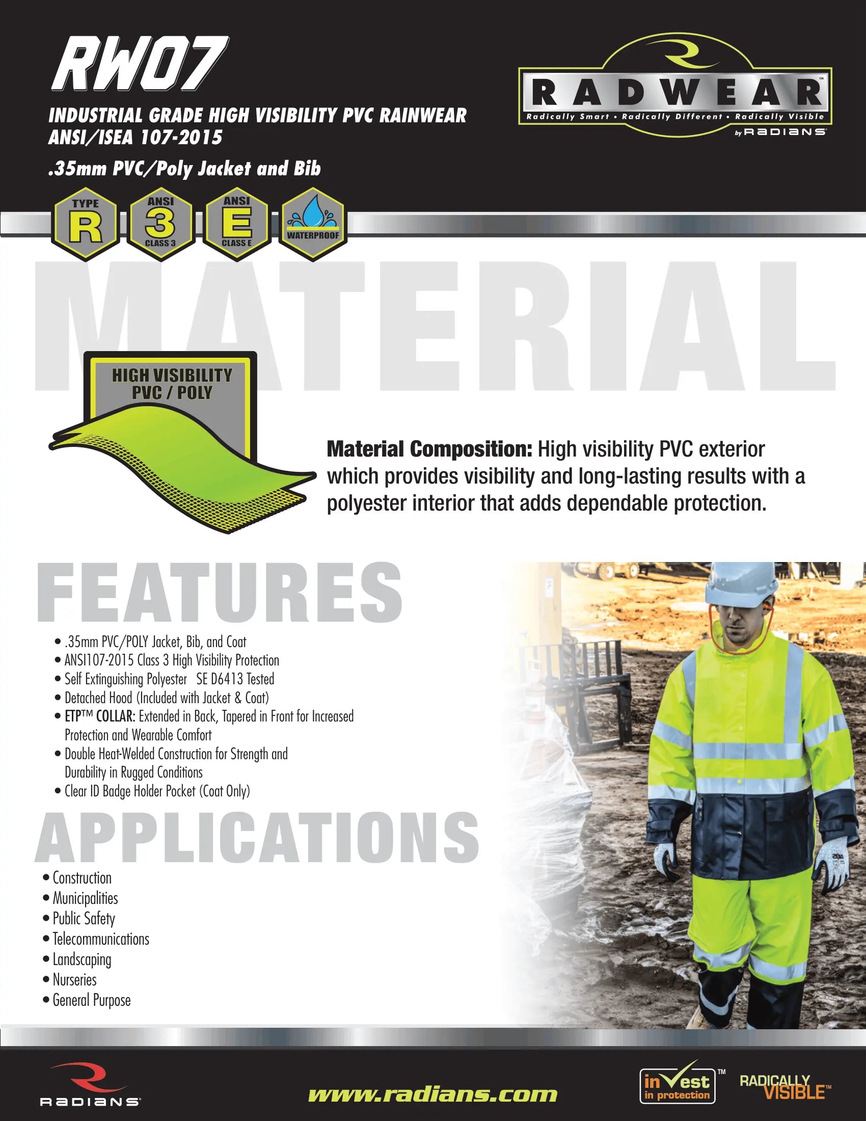 Radians RW07 High Visibility Rainwear