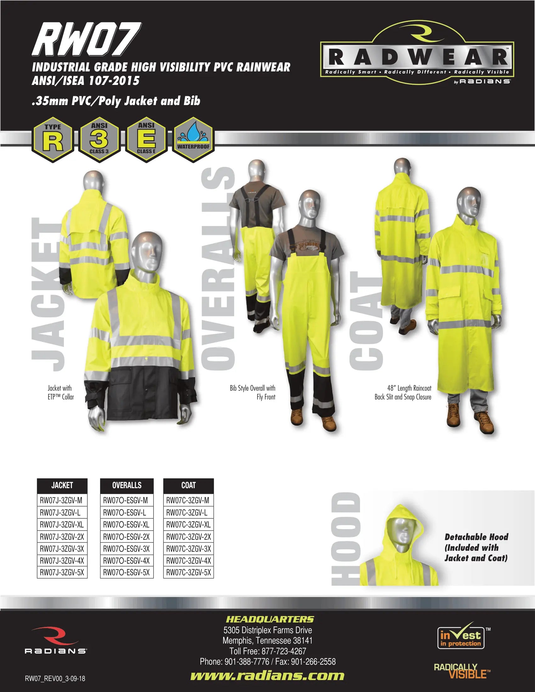 Radians RW07 High Visibility Rainwear