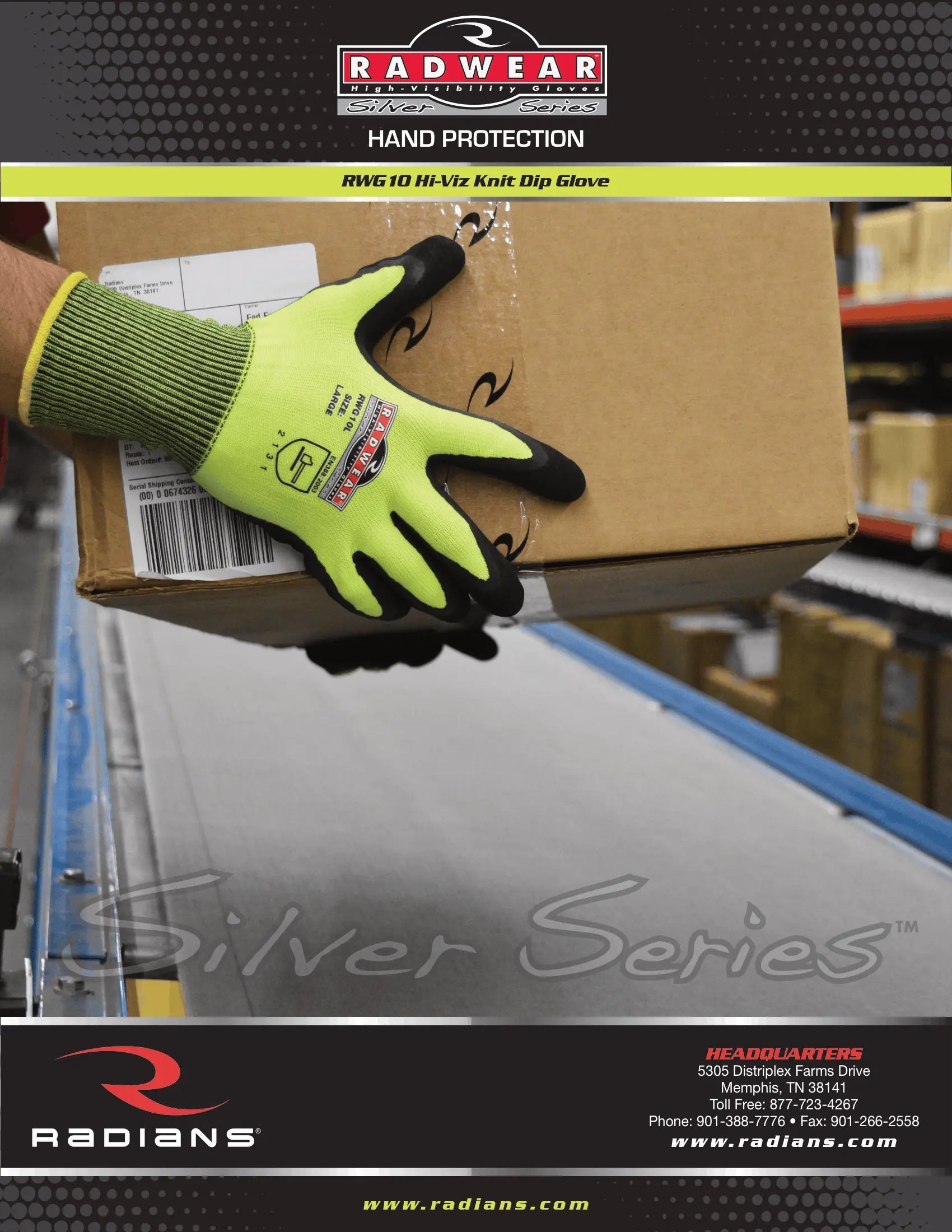 Radians RWG10 Radwear® Silver Series™ High Visibility Knit Dip Glove