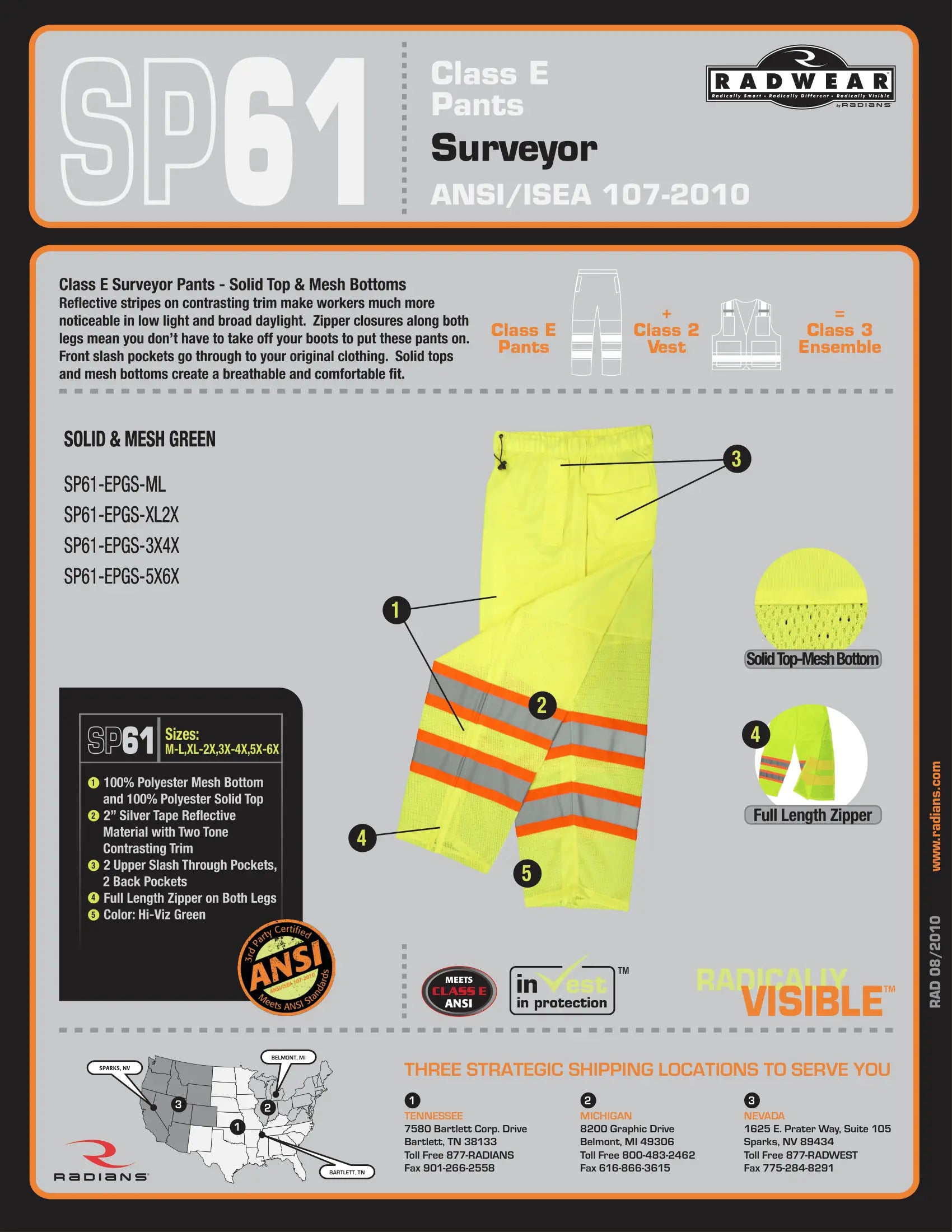 Radians SP61 Class E Surveyor Safety Pants