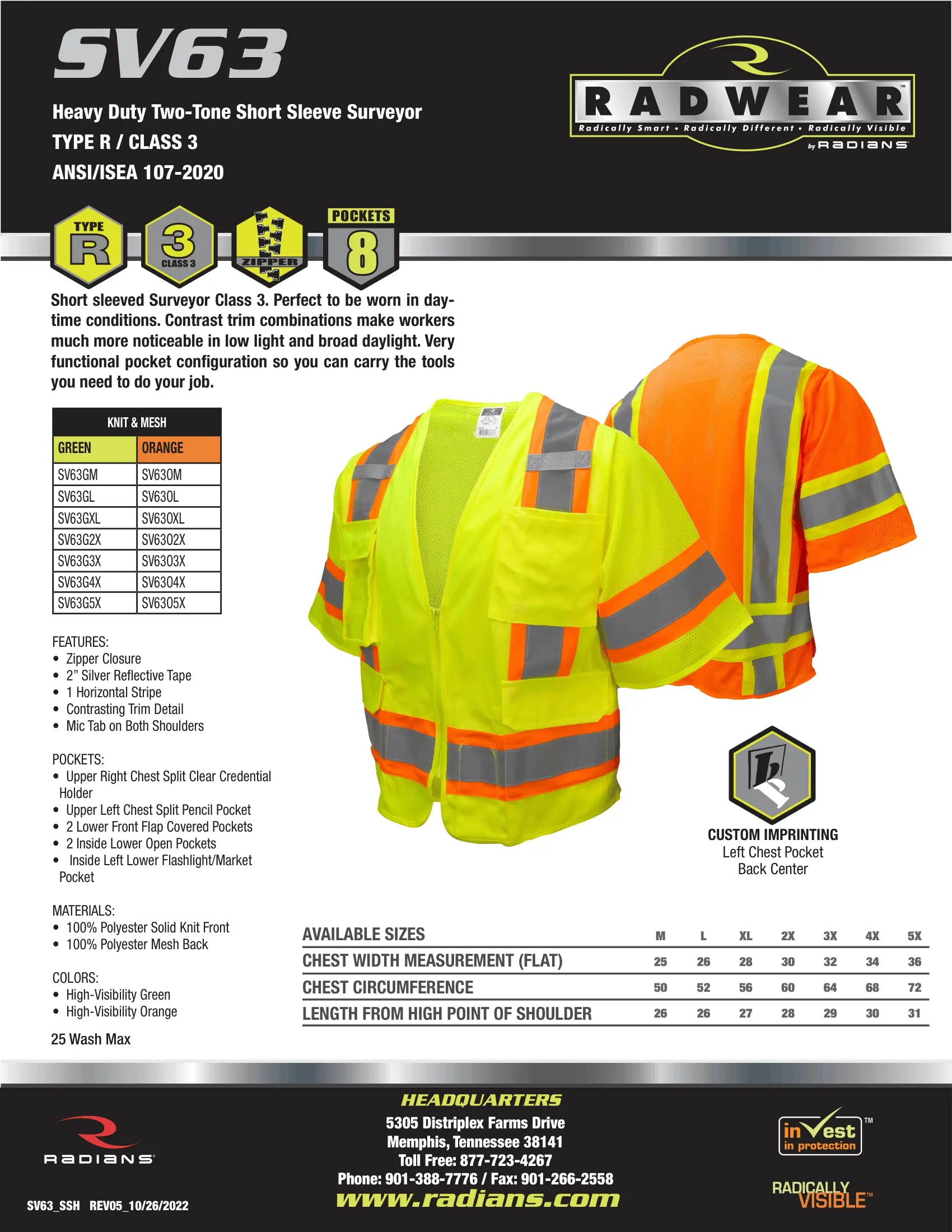 Radians SV63 Two Tone Surveyor Type R Class 3 Safety Vest