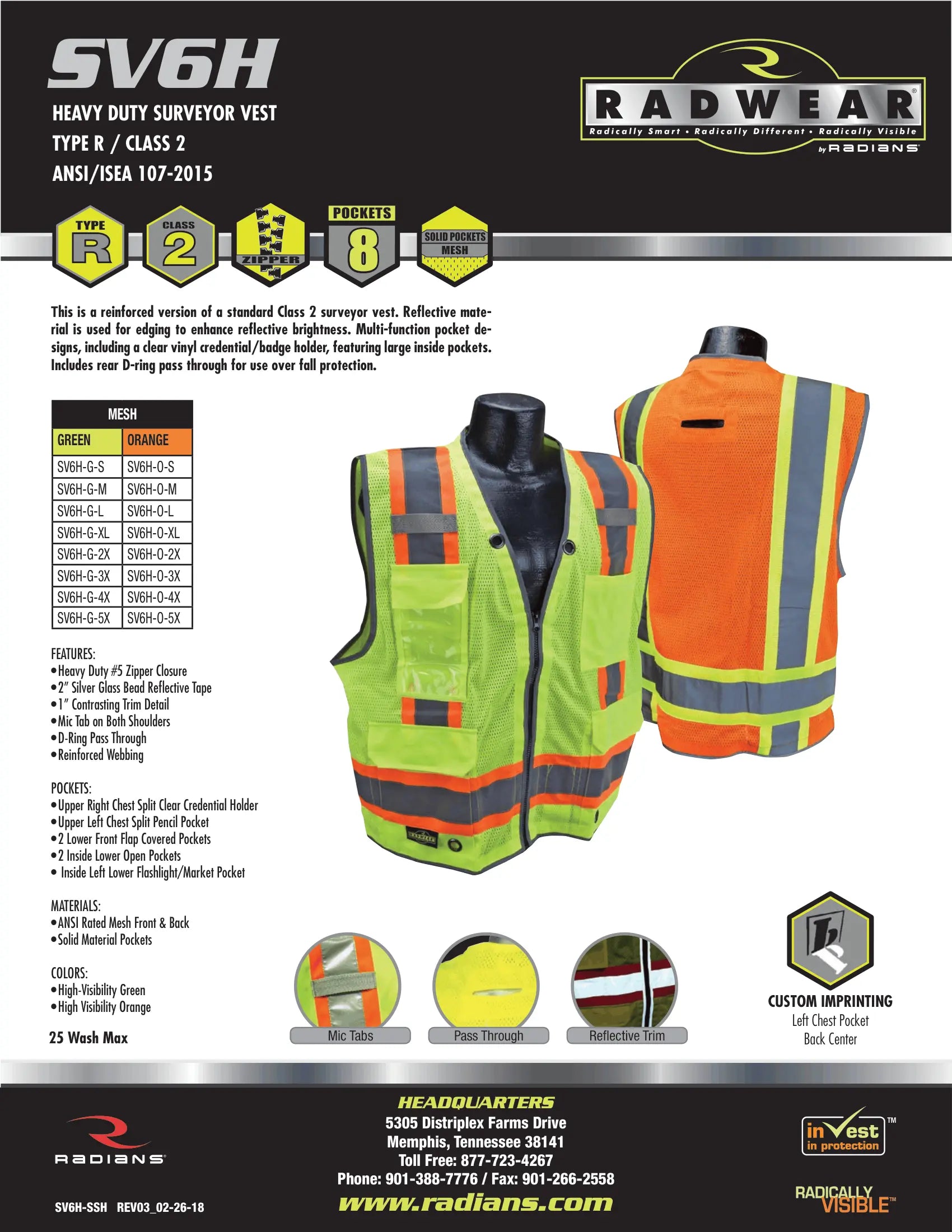 Radians SV6H Type R Class 2 Heavy Duty Two Tone Surveyor Vest