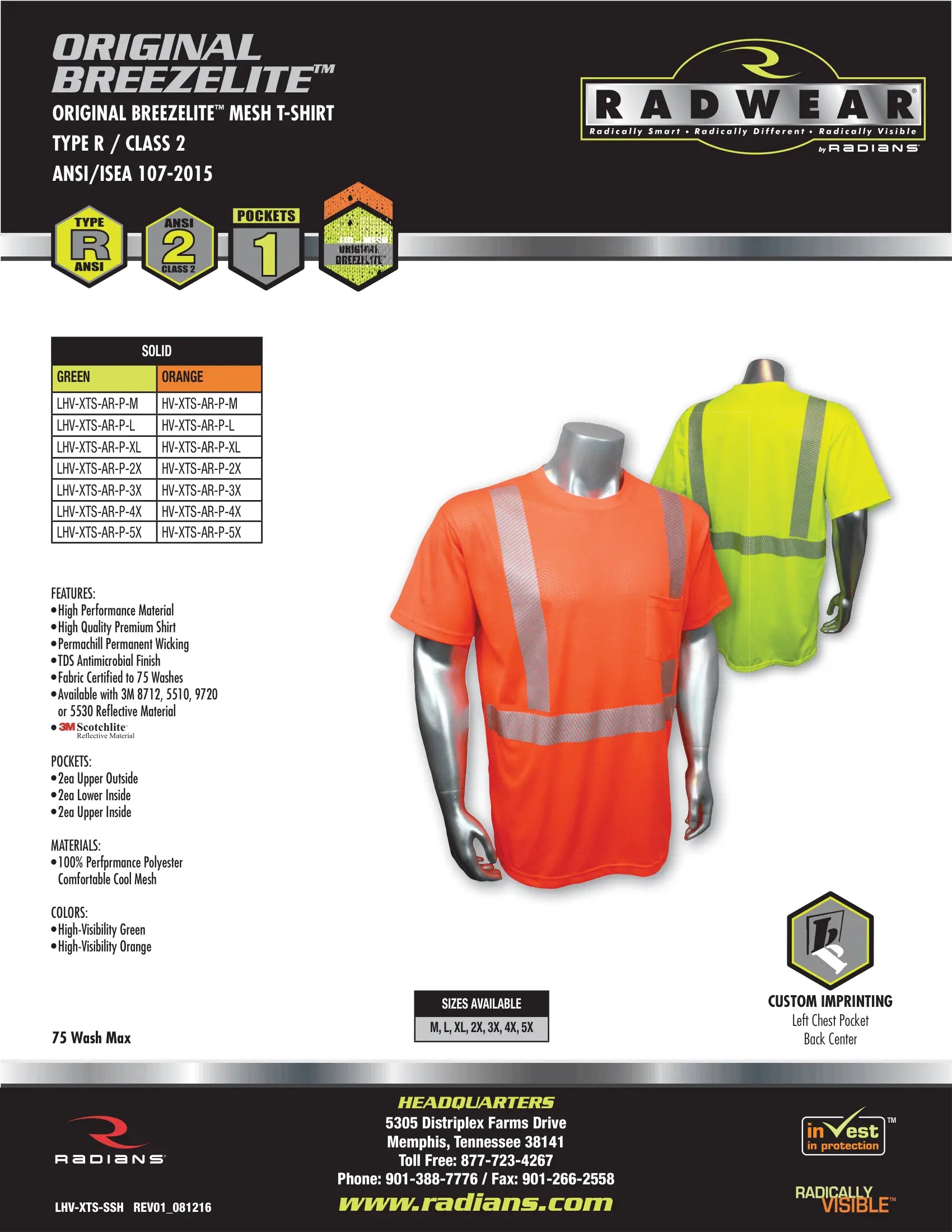 Radwear USA Original Breezelight™ II Class 2 T-Shirt #LHV-XTS-AR