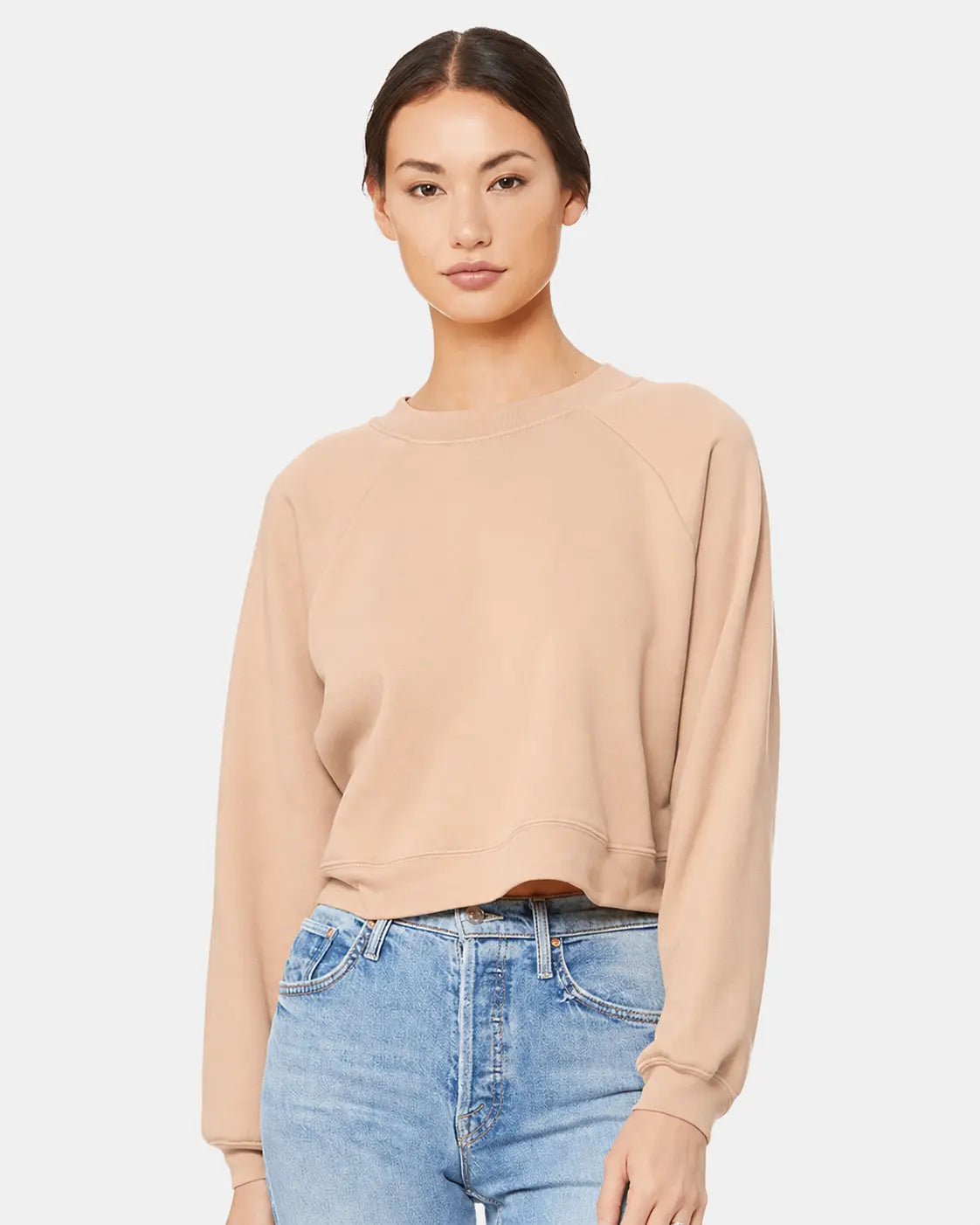10 Bella Canvas Women's Raglan Crop Sweatshirts - Sand Dune