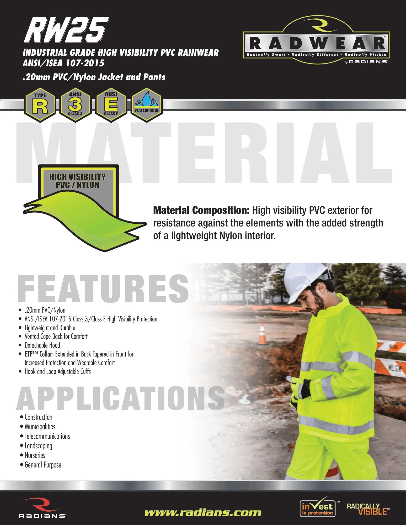 Radians RW25 High Visibility Rainwear