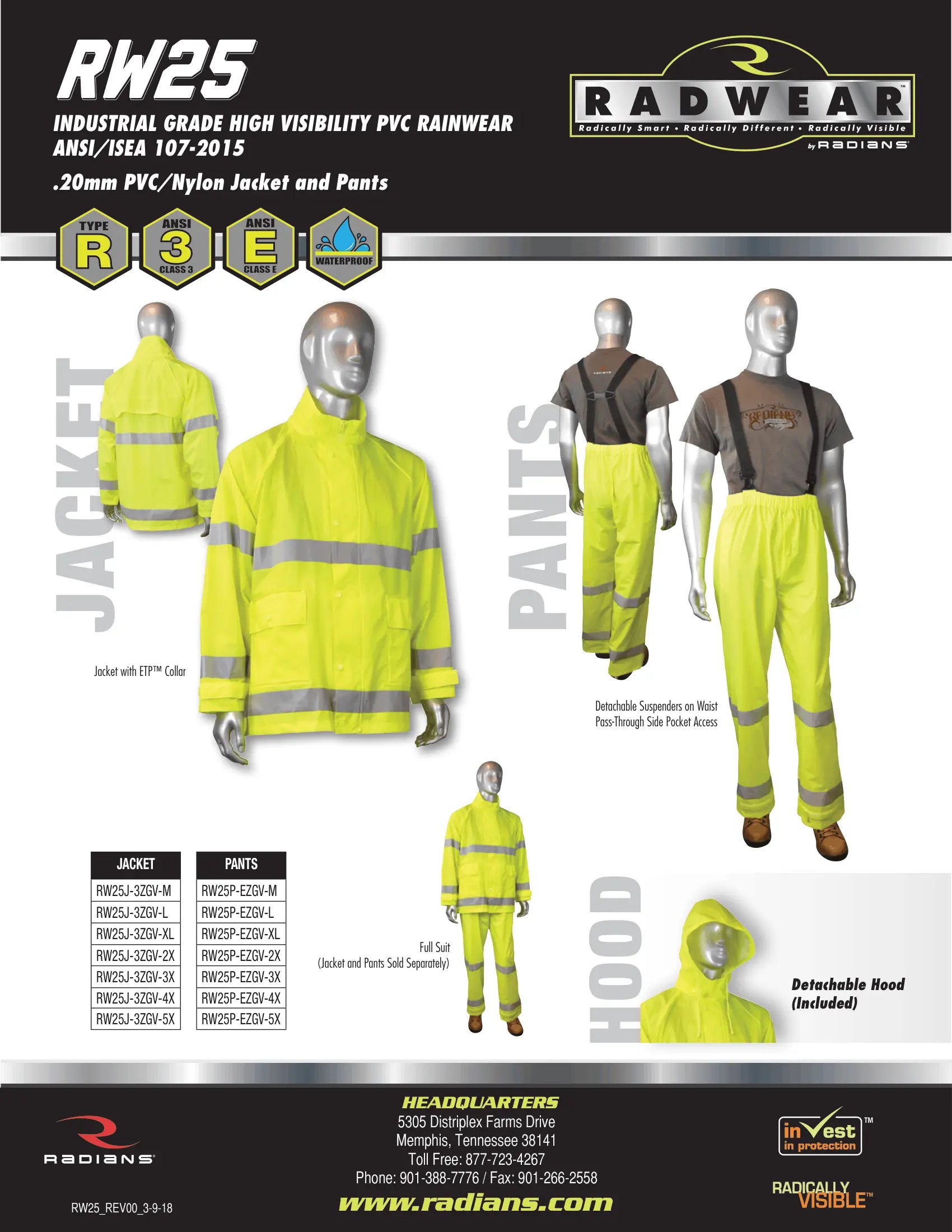 Radians RW25 High Visibility Rainwear