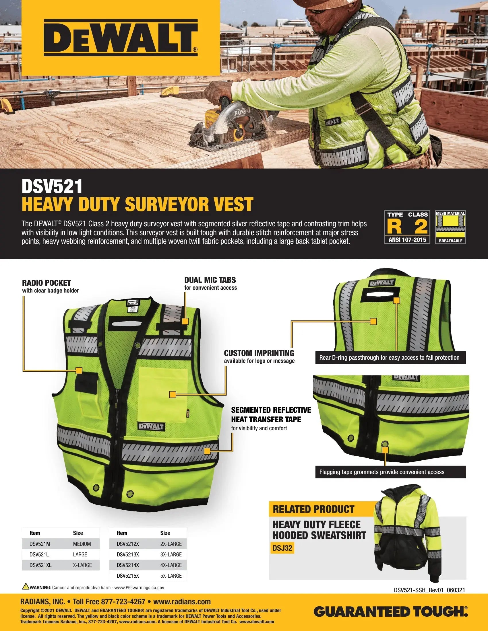 DEWALT DSV521 Class 2 Heavy Duty Surveyor Vest Game Over Merch