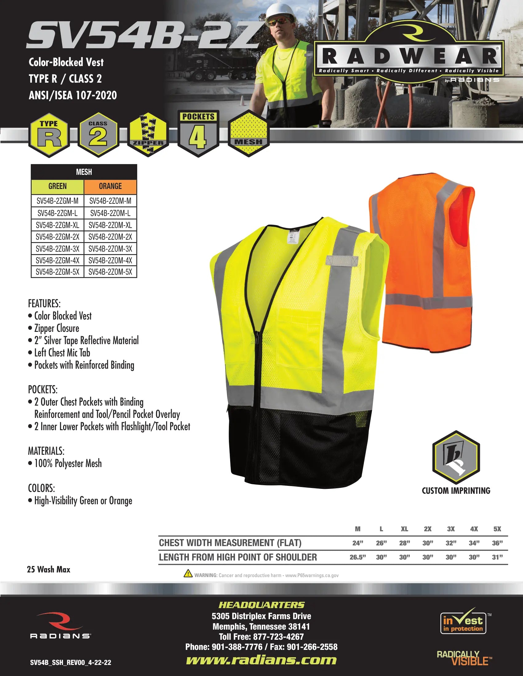 Radians SV54B-2Z Color-Blocked Vest