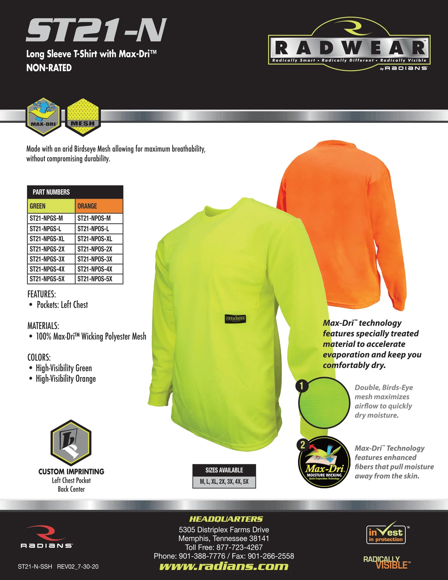 Radians ST21-N Non-Rated Long Sleeve T-shirt with Max-Dri™
