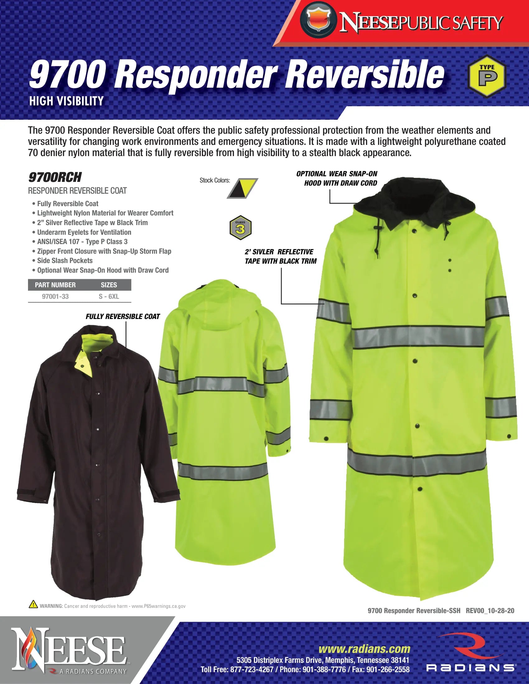 Neese 9700 Responder Reversible Series Coat #97001-33
