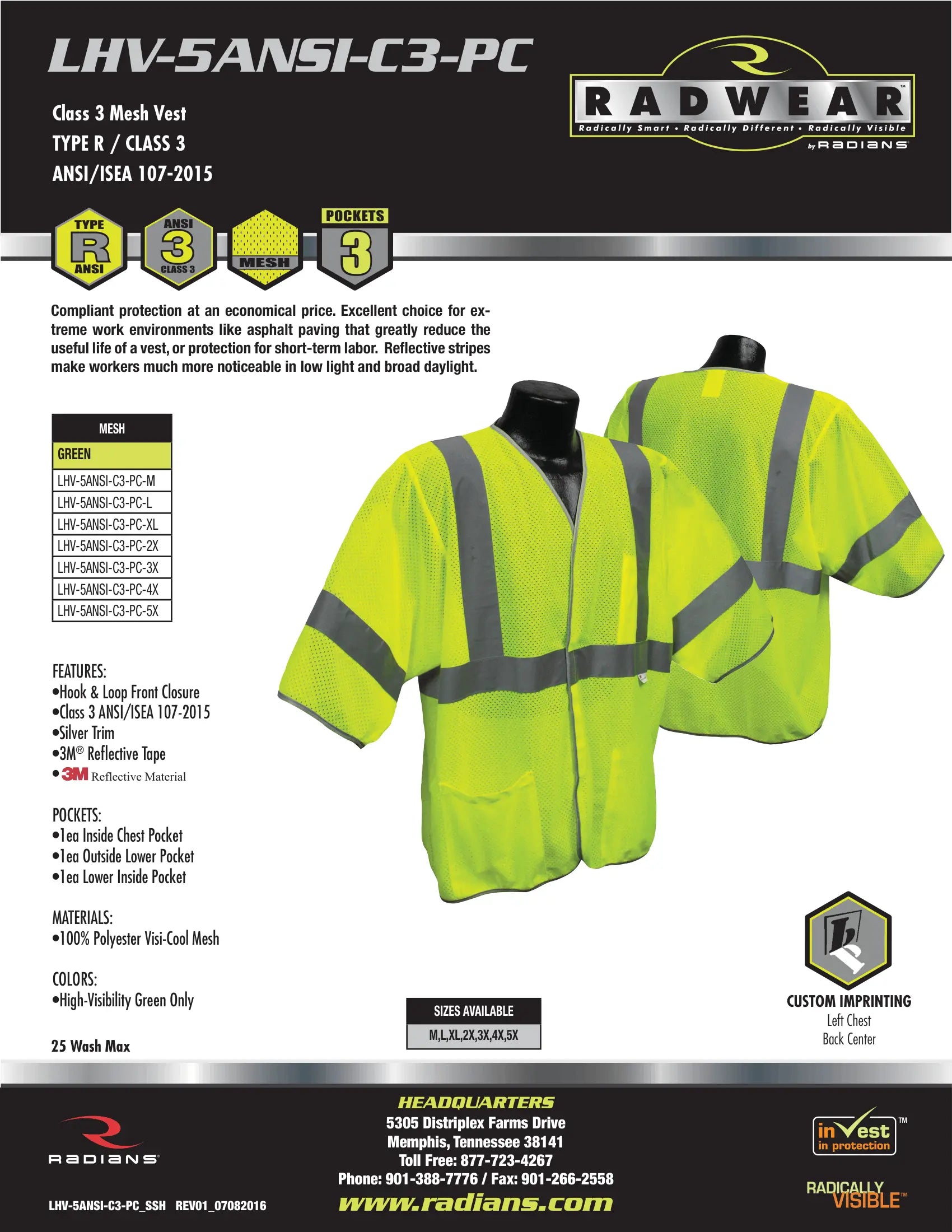 Radians 5ANSI Class 3 Economy Mesh Vest