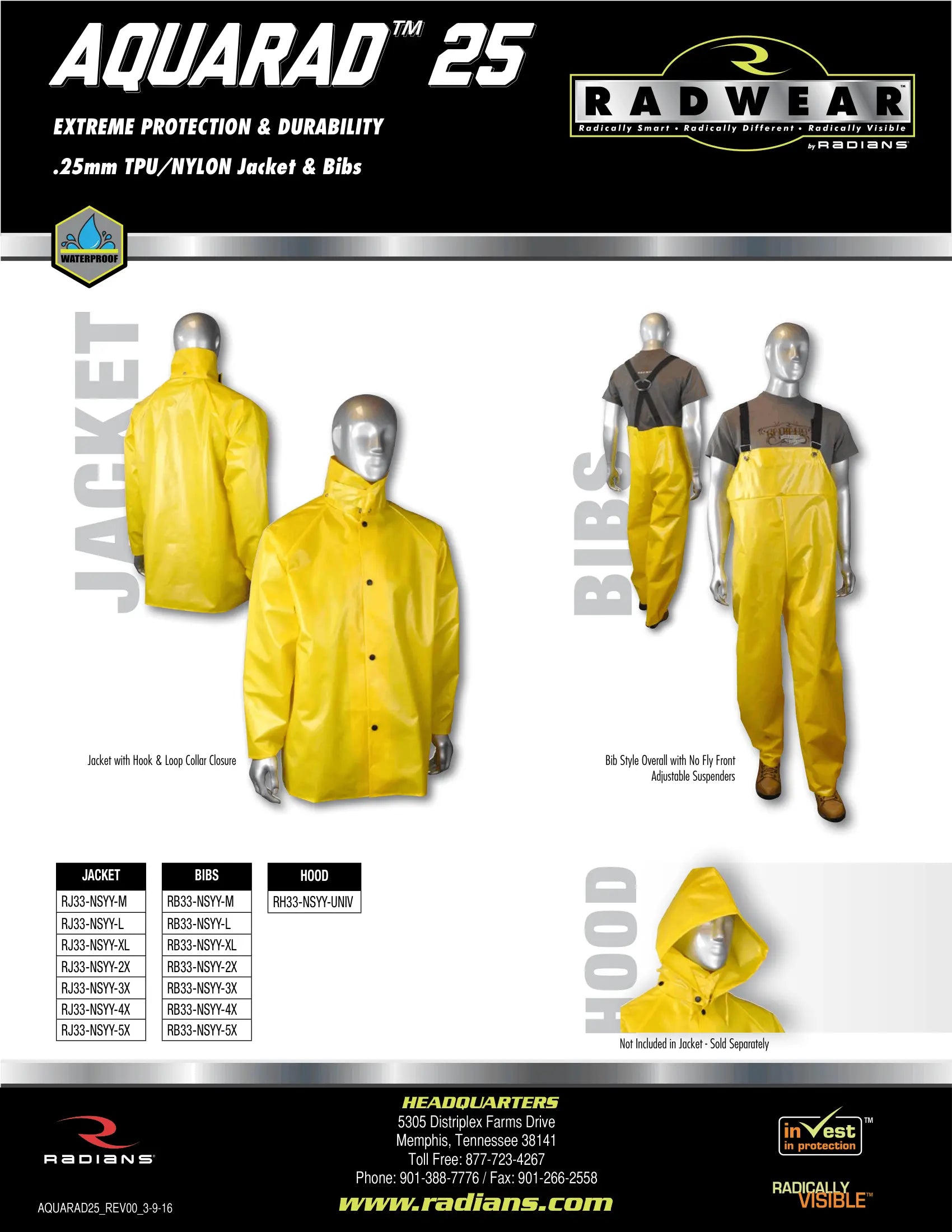 Radians AQUARAD® 25 TPU/NYLON Rainwear