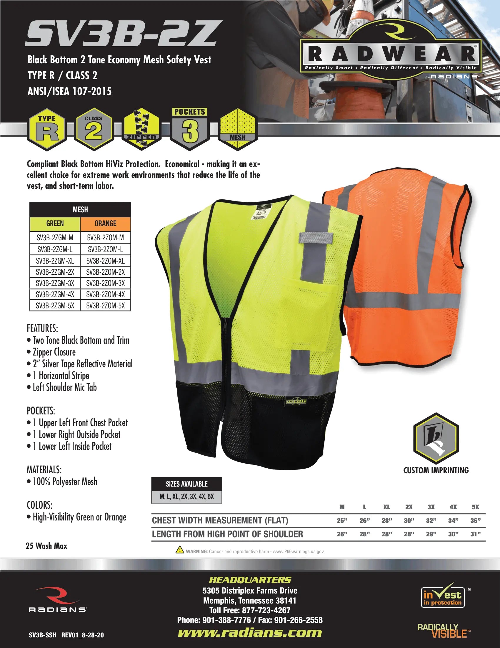Radians SV3B Color-Blocked Economy Mesh Safety Vest